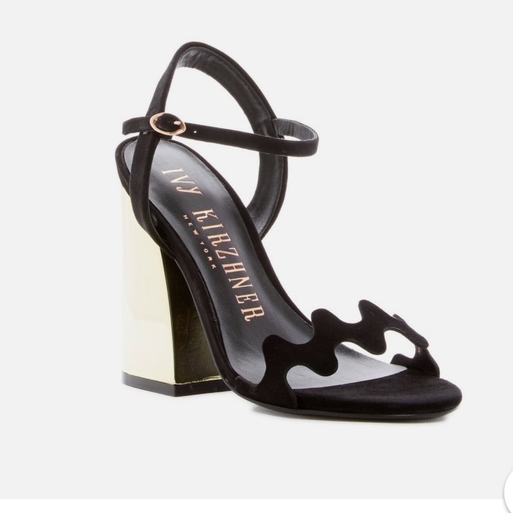 Ivy Kirzhner Black and Gold Sculpted Heels